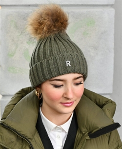 Pom Pom Beanie Hue - Army /  Raccoon