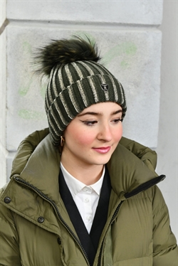 Hat Pom Pom X - Rockandblue - Army - Gold - Raccoon
