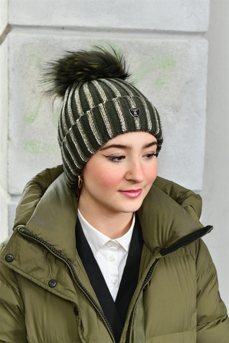 Hat Pom Pom X - Rockandblue - Army - Gold - Raccoon