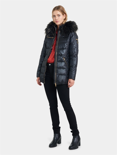 Eve- Lustrous Nylon - Black - Faux Fur